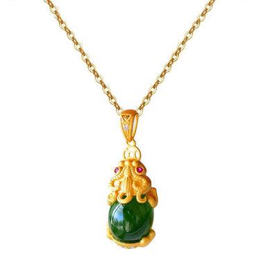 Natural Jade Pixiu Fortune Necklace-Your Soul Place